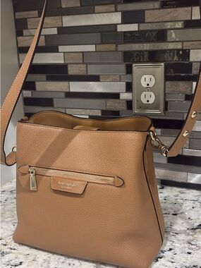 kate spade Tan Pebbled Leather Shoulder Bag with Gold Hardware